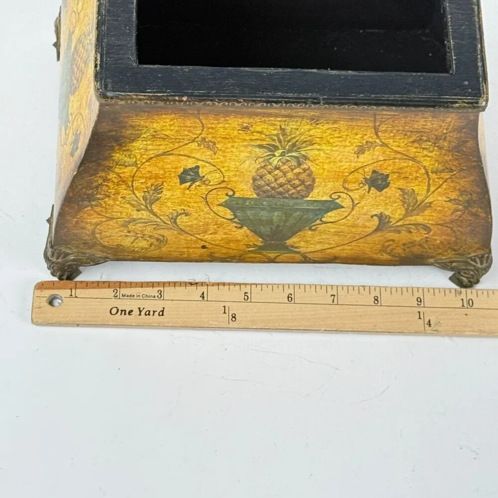 Hospitality Pineapple Curved Chest Decorative Box W/ Ornate Details